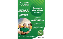 Plakat z informacjami o spotkaniu na temat Powszechnego Spisu Rolnego