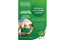 Plakat Powszechnego Spisu Rolnego 2020 z informacją o spotkaniu